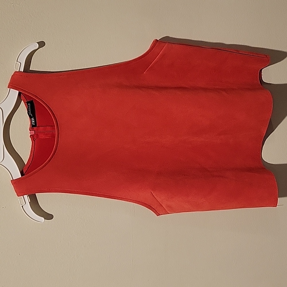 NWOT Zara Red Faux Suede Sleeveless Shell Top